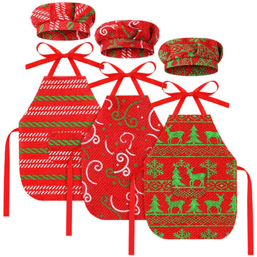 Bencailor 3 Set Christmas Elf Accessories Doll Apron Hats Set Dress Up Xmas Elf Baker Clothes Outfit Accessories For Cooking Bak
