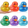 Deekin 6 Pcs Multicolor Rubber Duck Assortment Toy Duckies Bulk Squeak Rubber Duckies For Kid Baby Bath Shower Pool Classroom Summer Beach Activity(3.54 Inch, Glitter Style)