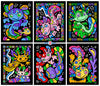 Stuff2Color Axolotl Underwater Adventures - 6 Pack of Fuzzy Velvet Coloring Posters for Kids, Toddlers, Girls, and Boys (All Age