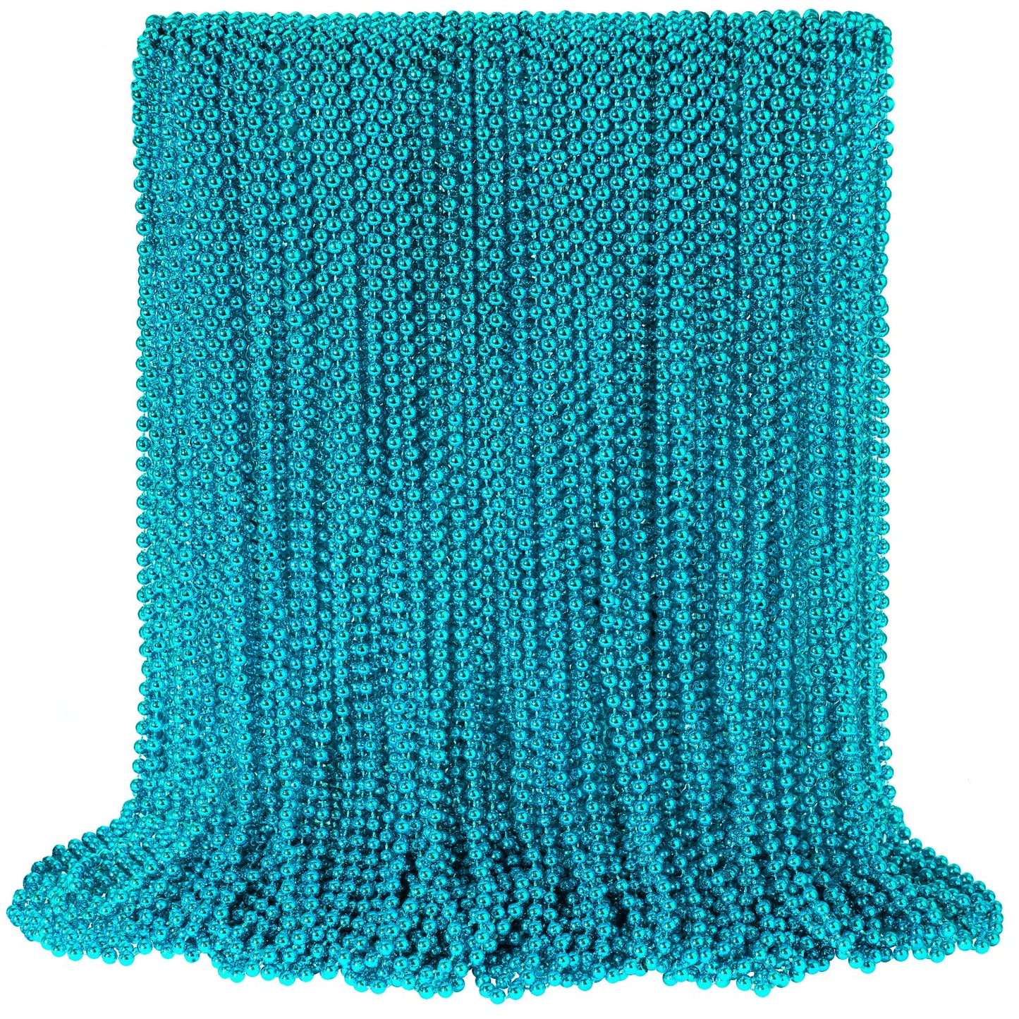 100 Pcs Teal Bead Necklaces, Teal Mardi Gras Beads Necklaces Turquoise Party Beads Necklace Bulk Round Beaded Necklaces For Mard