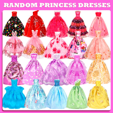PURPERCAT 71 Pack Doll Clothes & Accessories for 11.5 Dolls - 5 Princess Dresses, 9 Fashion Outfits, 20 Shoes, 28 Accessories