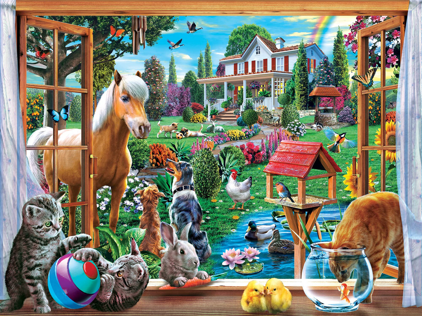 Masterpieces 400 Piece Jigsaw Puzzle For Adults, Family, Or Kids - Peeking Through - 18X24