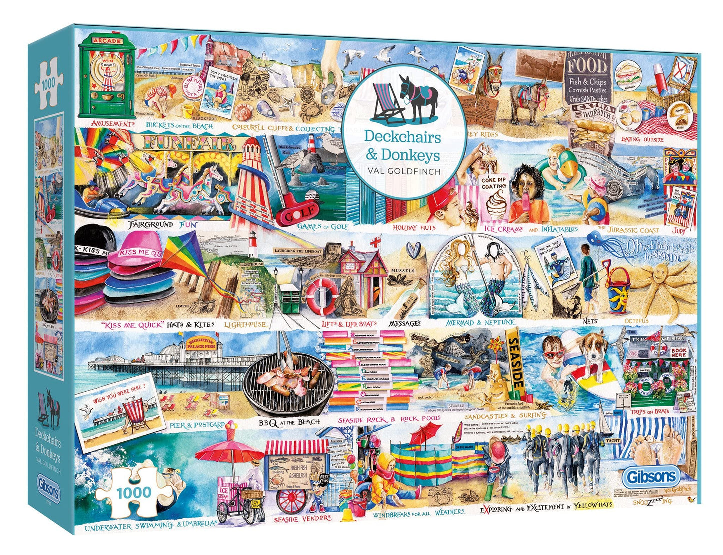 Deckchairs And Donkeys 1000 Piece Jigsaw Puzzle | Sustainable Puzzle For Adults | Val Goldfinch | Great Gift For Adults | Gibsons Games