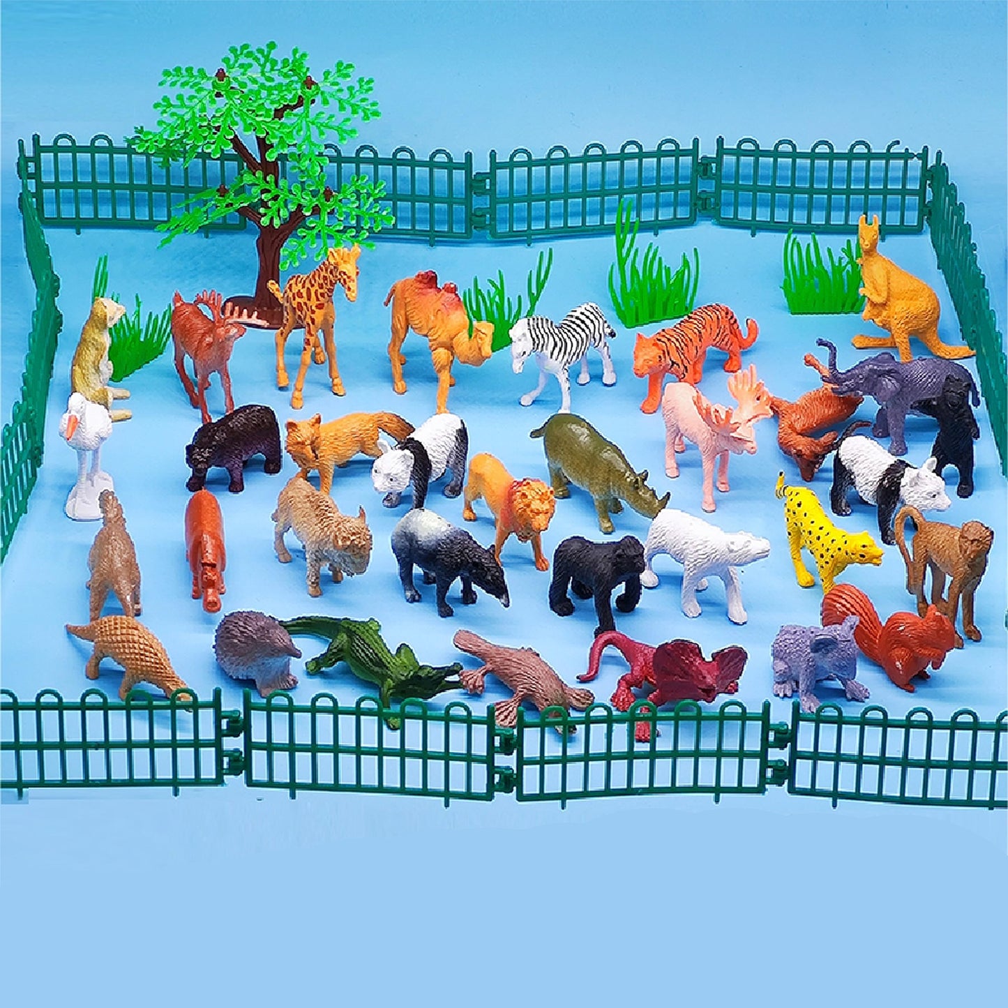 Baivyle Safari Animals Figures Toys-53 Piece Mini Realistic Wild Vinyl Plastic Farm Animal Toys Set, Animal Party Favors Zoo Animals Toys For Kids 3-5, Forest Animal Cake Toppers