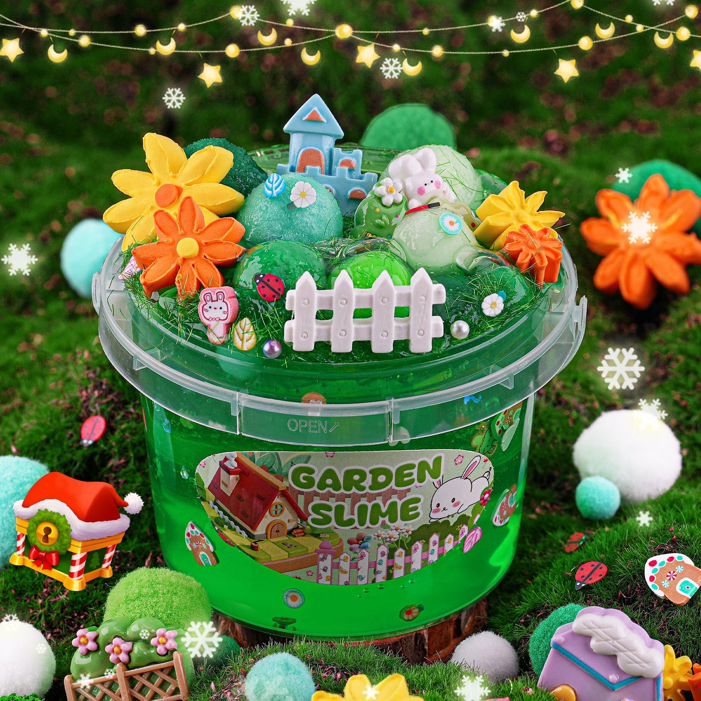 Garden Green Slime Kit For Girls & Boys Ages 8-12, Slime Bucket With Slime Clay, 10 Packs Of Add-Ins, Slime Party Favors For Kid