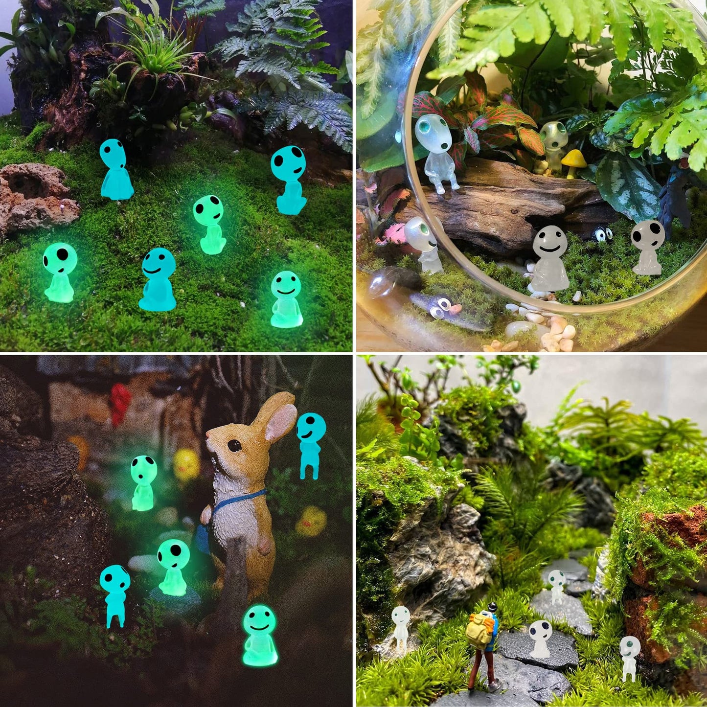 Kimober 20Pcs Mini Glow In Dark Tree Elves,Luminous Resin Ghost Micro Miniature Tiny Alien Figures For Garden Moss Landscape Aquarium Dollhouse Decoration Diy Terrarium Crafts