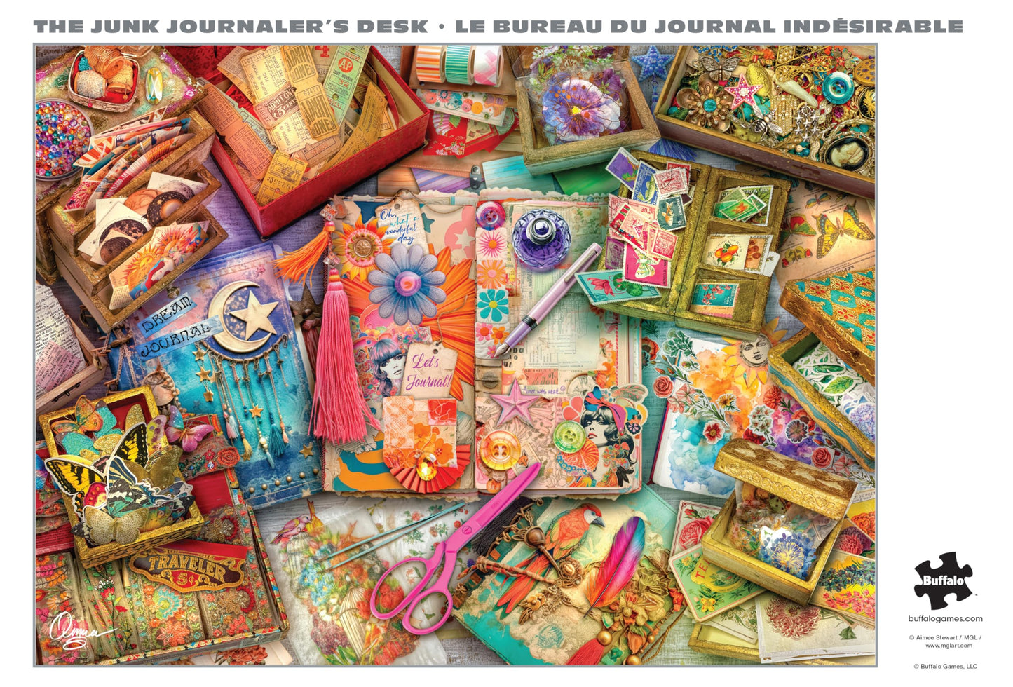 Buffalo Games 1000 Piece Jigsaw Puzzle - Aimee Stewart's The Junk Journaler's Desk - Multicolor, Paper, Model 12485