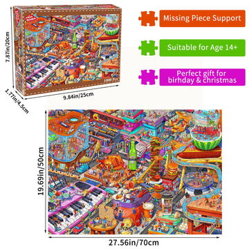 Huadada Jigsaw Puzzles For Adults 1000 Piece Jigsaw Puzzles For Adults Challenging Game Puzzles With Letters On Back(Little People'S World Party)