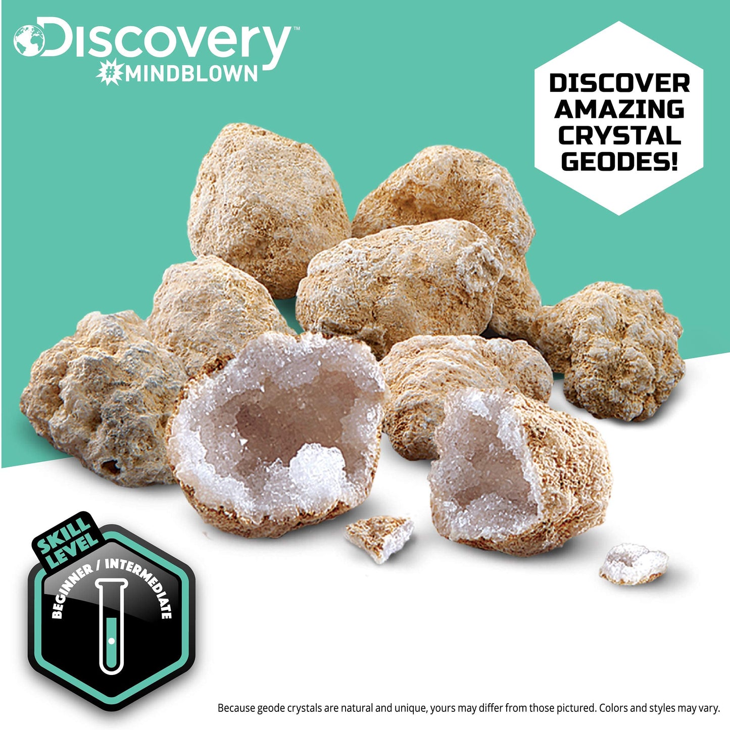 Discovery Kids Toy Mystery Crystals Geode Excavation Kit 14Pc