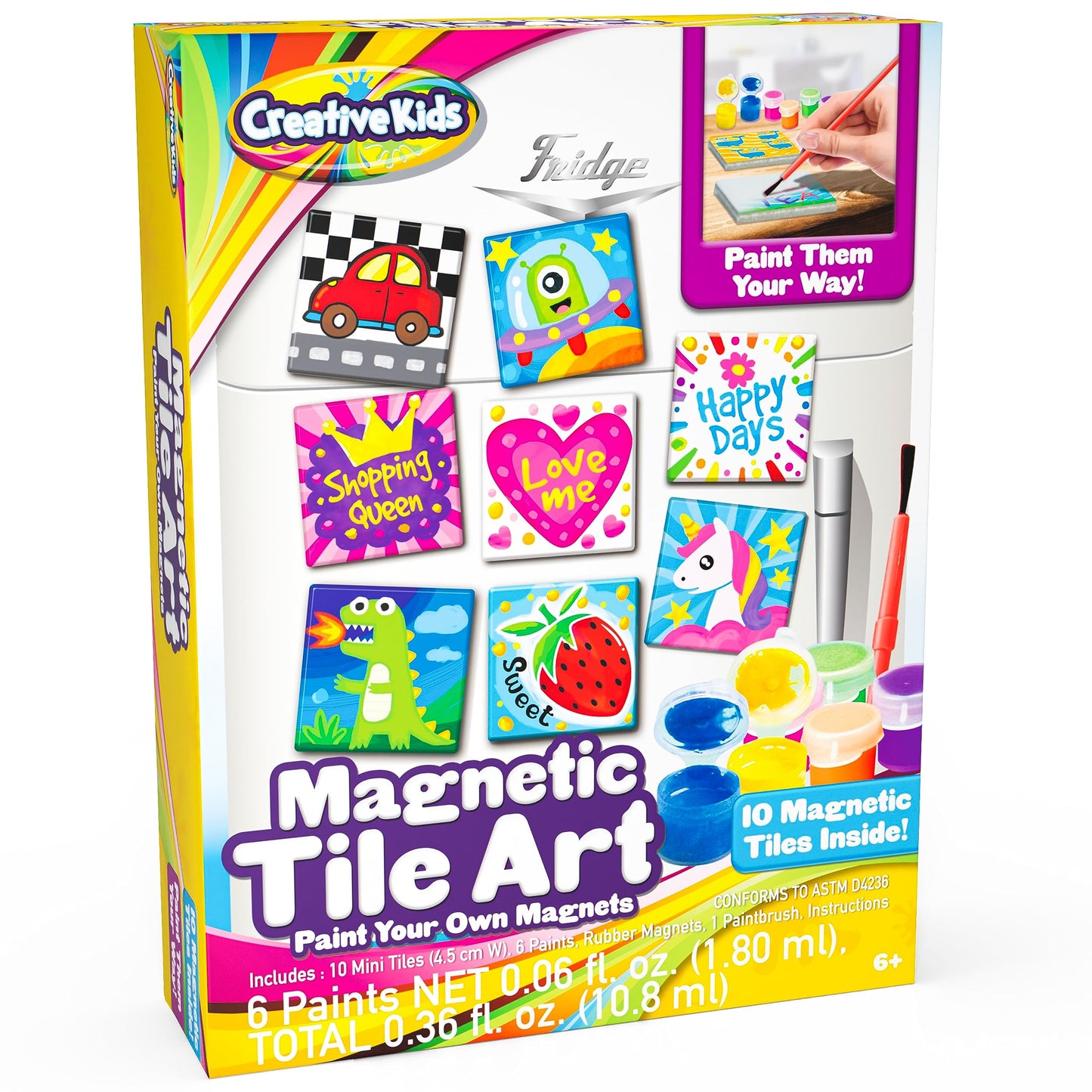 Creative Kids Magnetic Mini Tile Art - Make Your Own 10 Fridge Magnets