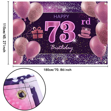 73Rd Birthday Decorations For Girls Imisi Happy Birthday Banner Pink Decorations For A Party Birthday Backdrop For Women
