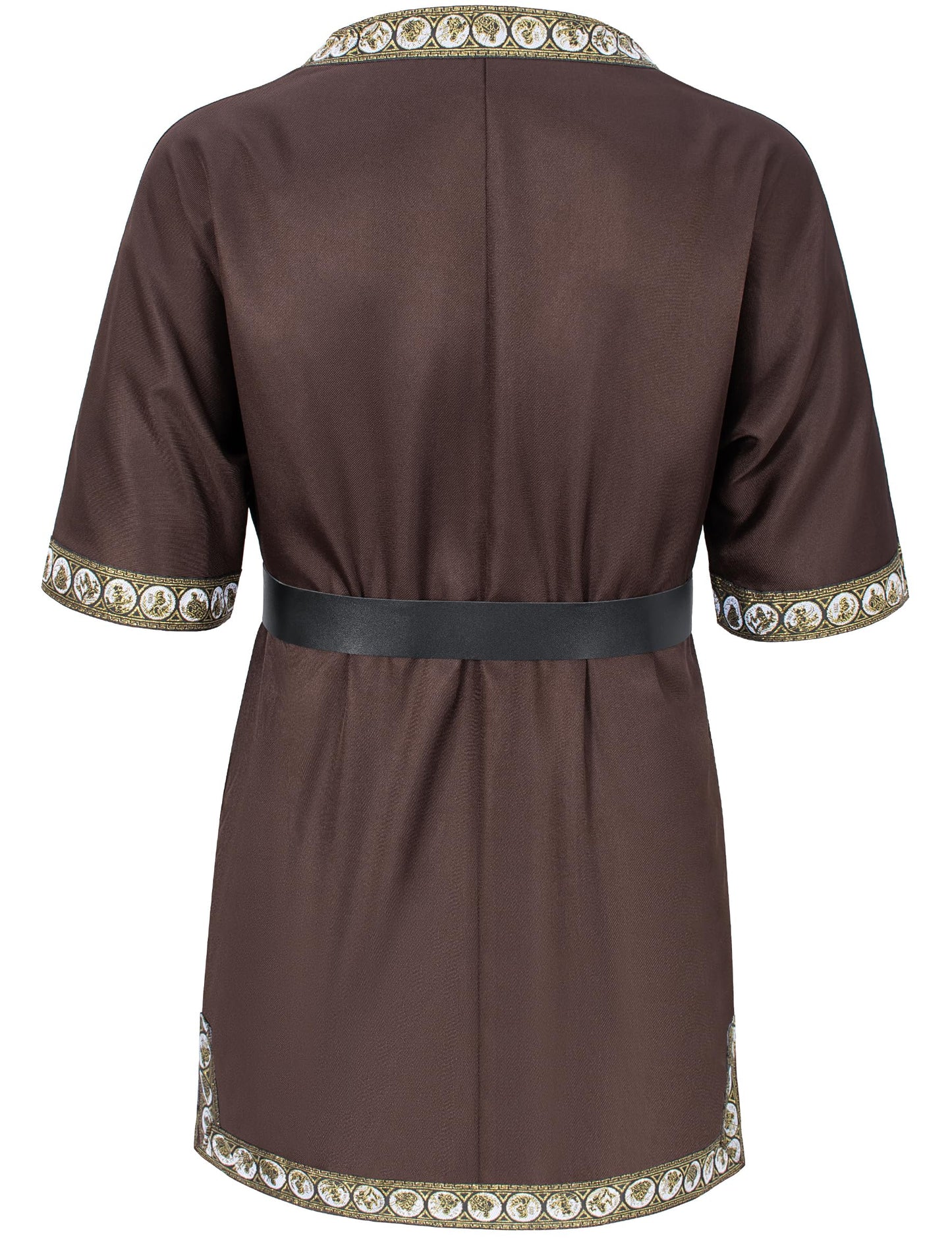Kids Medieval Costume Boys Viking Tunic Knight Warrior Renaissance Shirts With Belt 4-6T Brown
