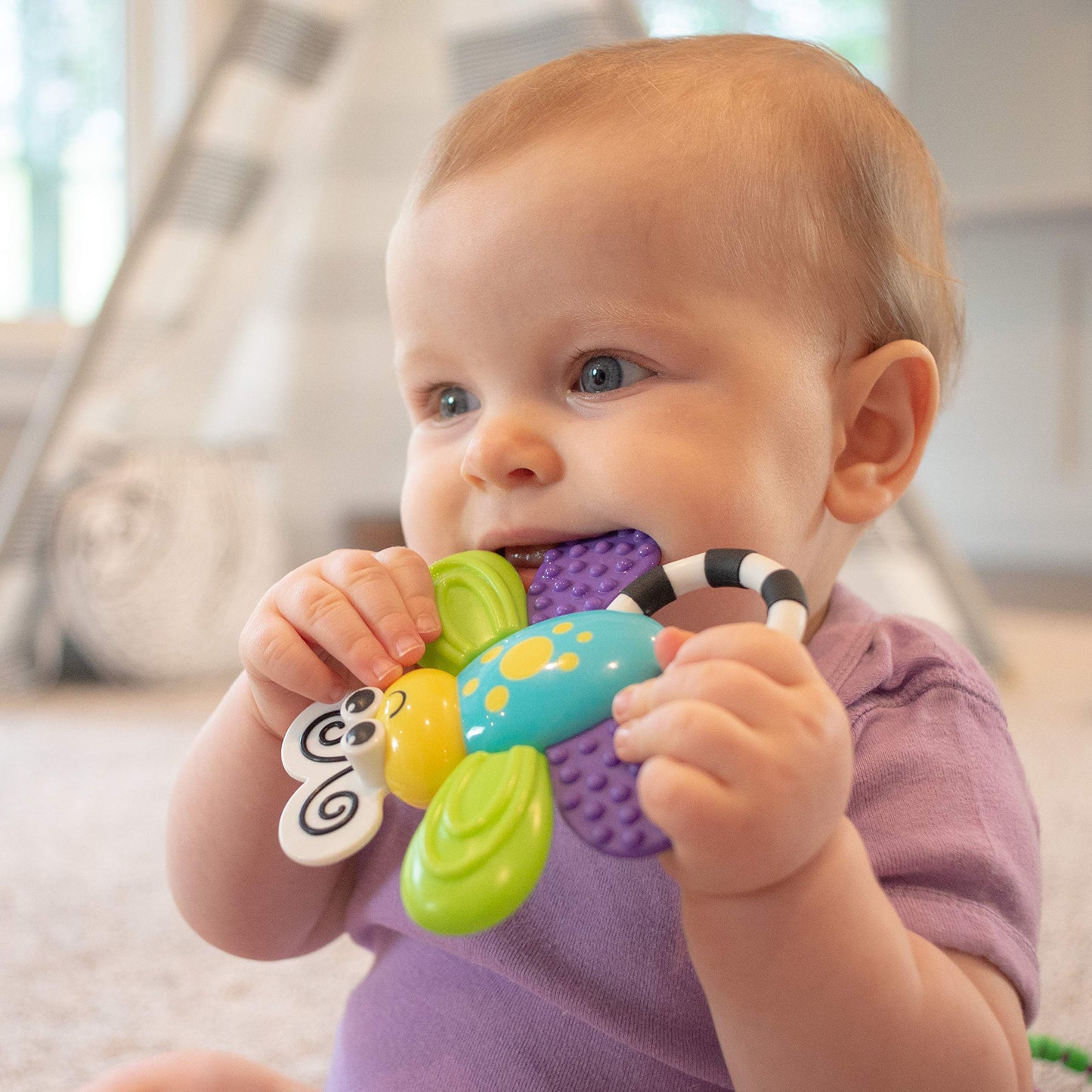 Sassy Flutterby Teether | Water-Filled Teether Soothes Gums | Variety Of Textures Massage Gums | For Ages 3 Months And Up (80106)