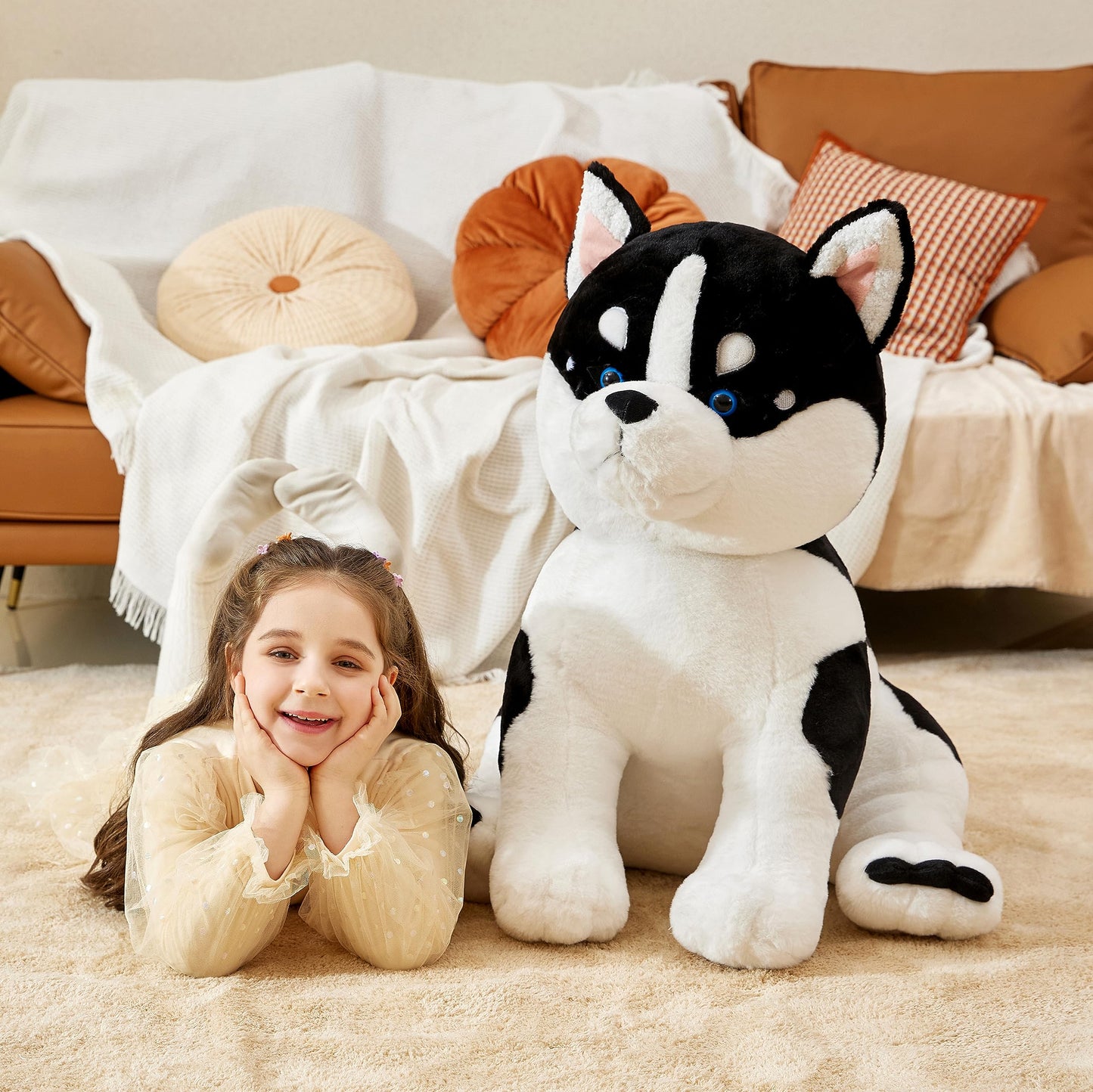 Ikasa Giant Husky Stuffed Animal Plush Toy,Large Big Jumbo Soft Toys,23'' Huge Size Cute Fluffy Plushy Fat Oversized Plushie,Gif