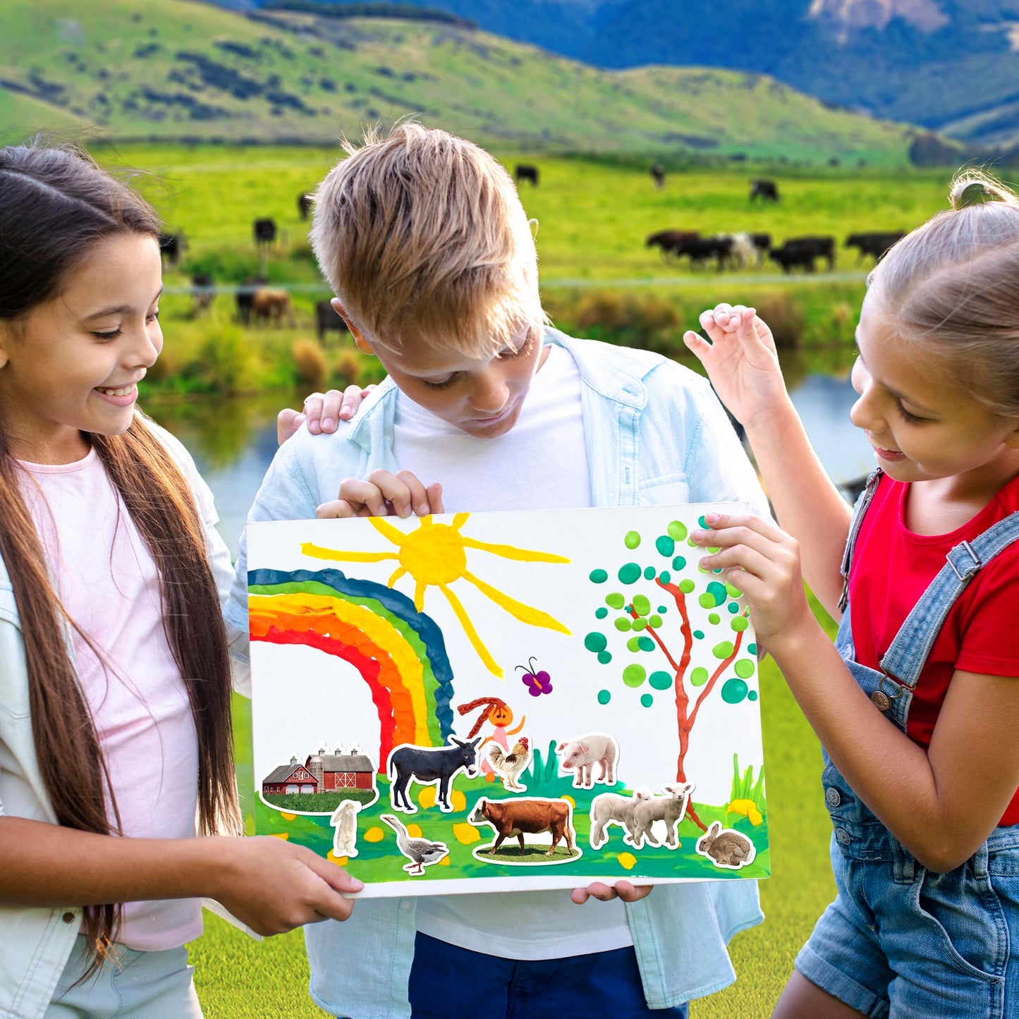 Linaye 24 Sheets Farm Stickers For Kids, 1270 Pcs Farm Animal Stickers For Scrapbooking,Water Bottles,Envelopes,Laptop, Cow Hors