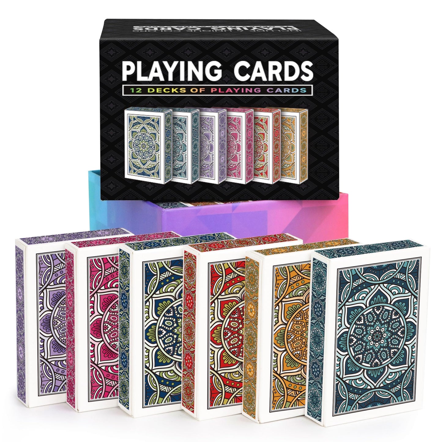 Metsyth Playing Cards 12 Pack,Decks Of Cards,Poker Cards Set Standard Playing Cards Bulk With 6 Bright Colors,Card Games For Adu