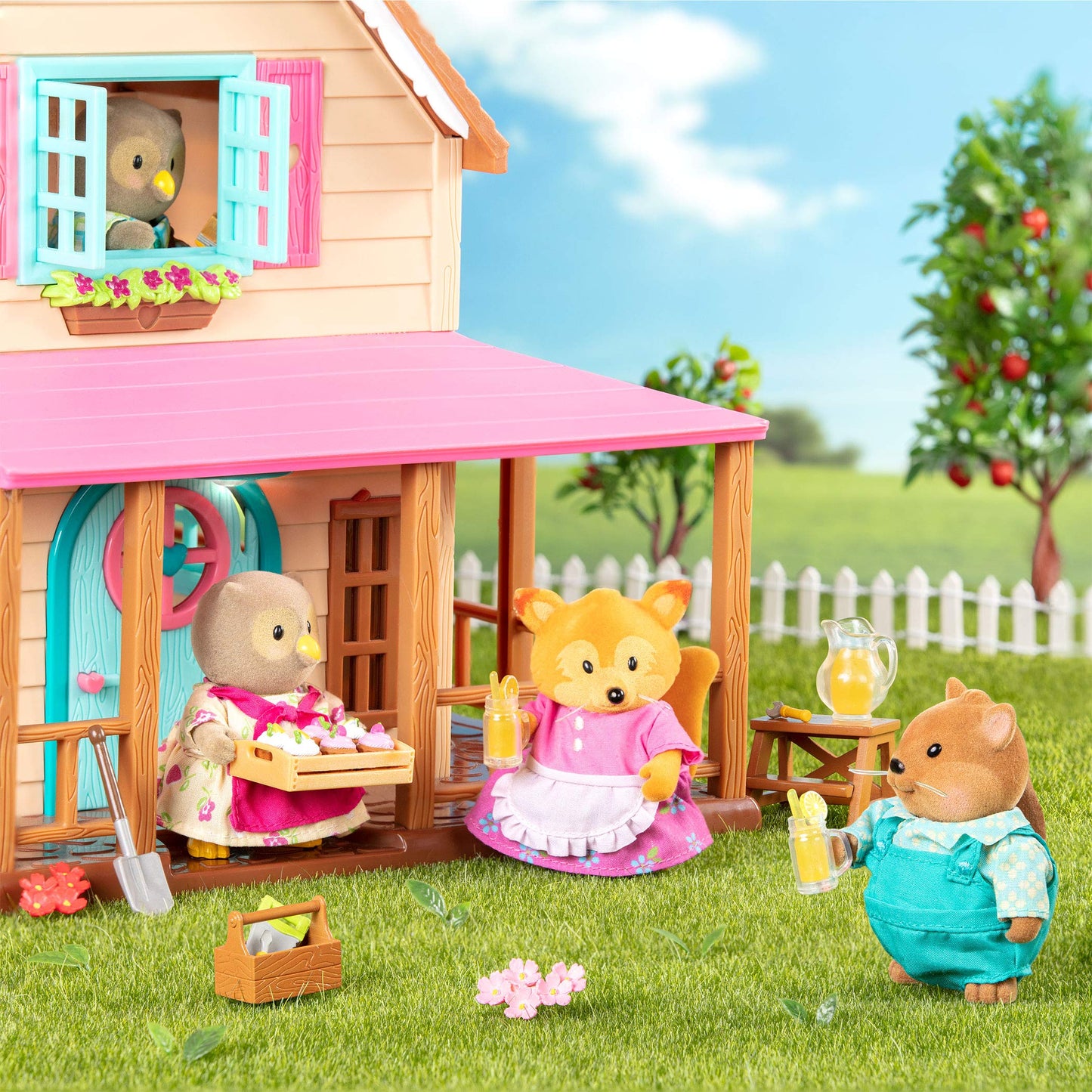 Lil Woodzeez Fox Family Set - Tippytail Foxes with Storybook - 5 Pieces Toy Set with Miniature Animal Figurines - Family Toys a