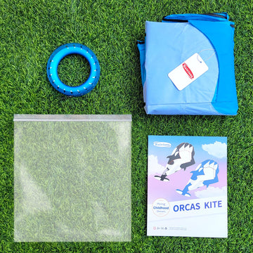 Kaiciuss Orcas Kite For Kids & Adults - Large 3D Single Line Beach, Huge Frameless Soft, Giant Parafoil Whale Breeze - 300Ft Str