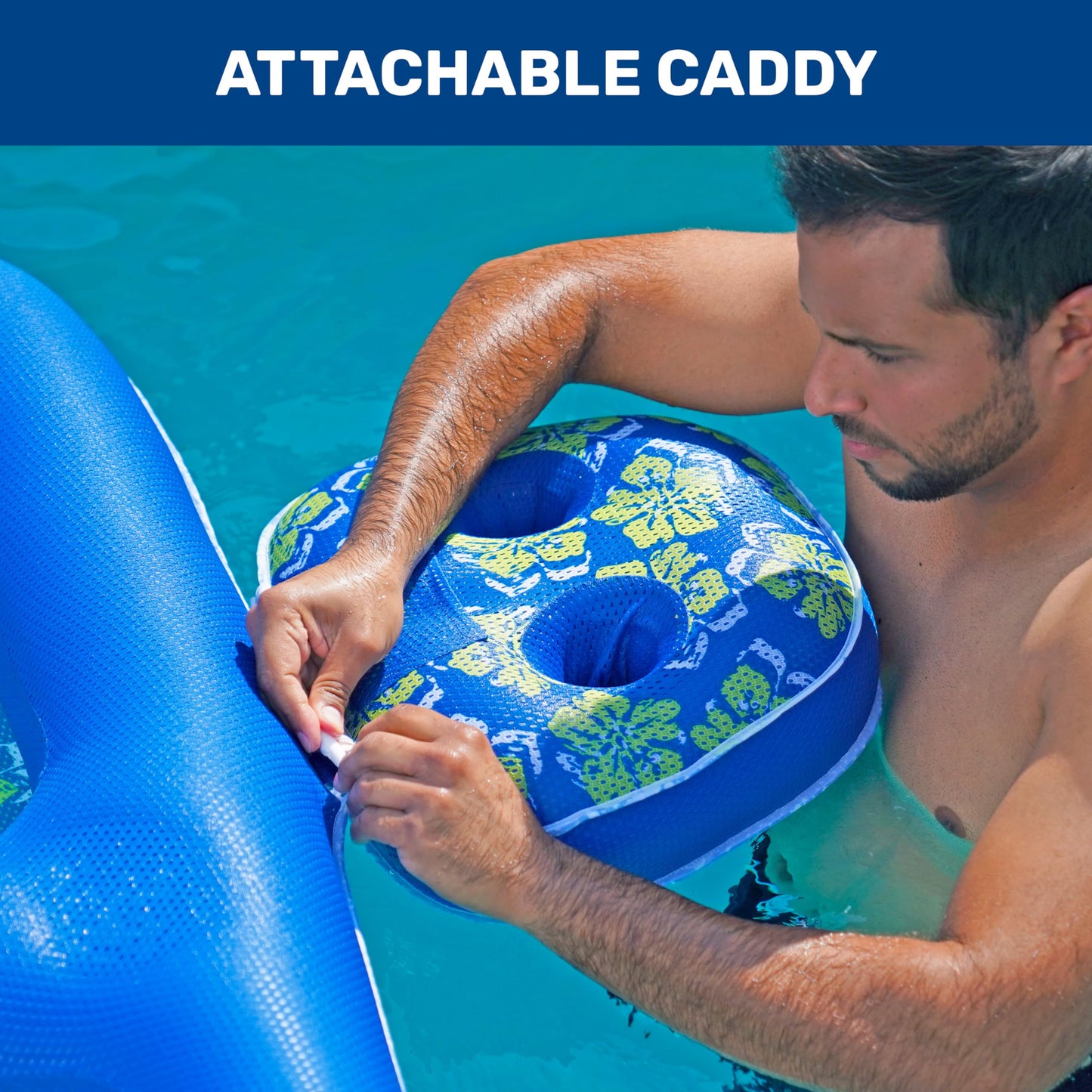 Aqua Campania Ultimate 2-In-1 Pool Float Lounge - Extra Large - Inflatable Pool Floats For Adults With Adjustable Backrest & Cup