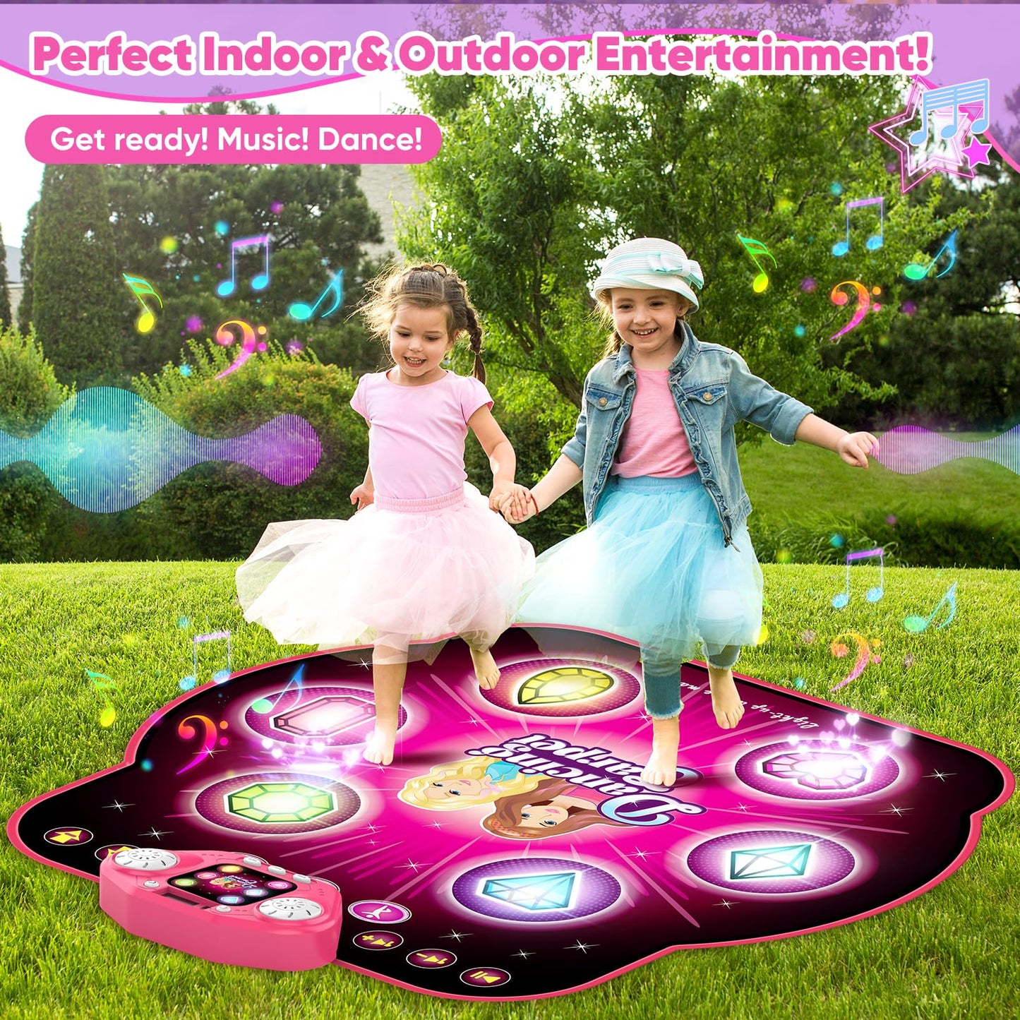 Kizjorya Dance Mat For Kids, Upgraded Switchable 4 & 6 Button Mode Electronic Dance Pad With Bluetooth-9 Levels, Light Up Childr