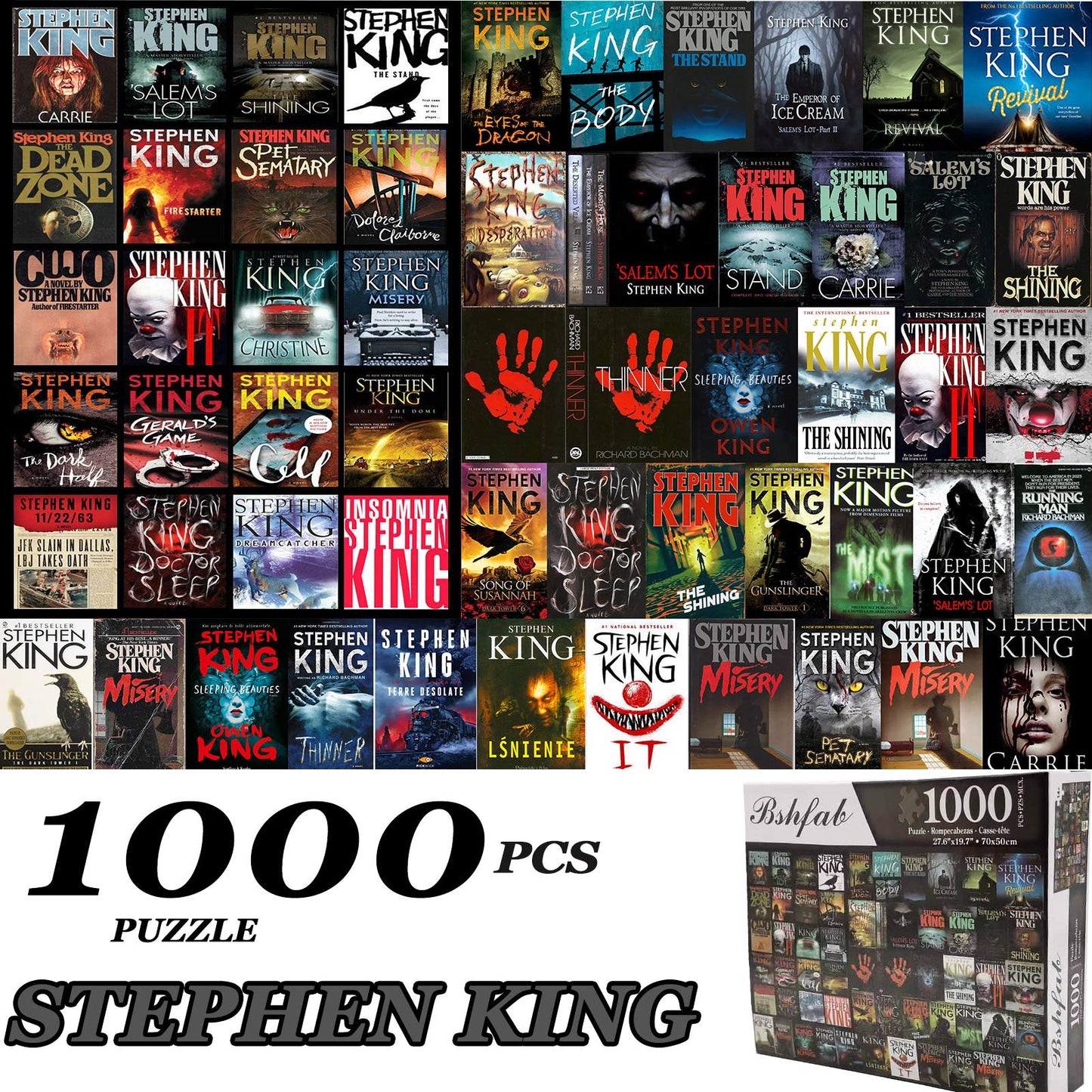 Stephen King Horror Novel Jigsaw Puzzles For Adults 1000 Piece 27.6 19.7Inch Large Difficult Challenging Familiy Stress Relieve