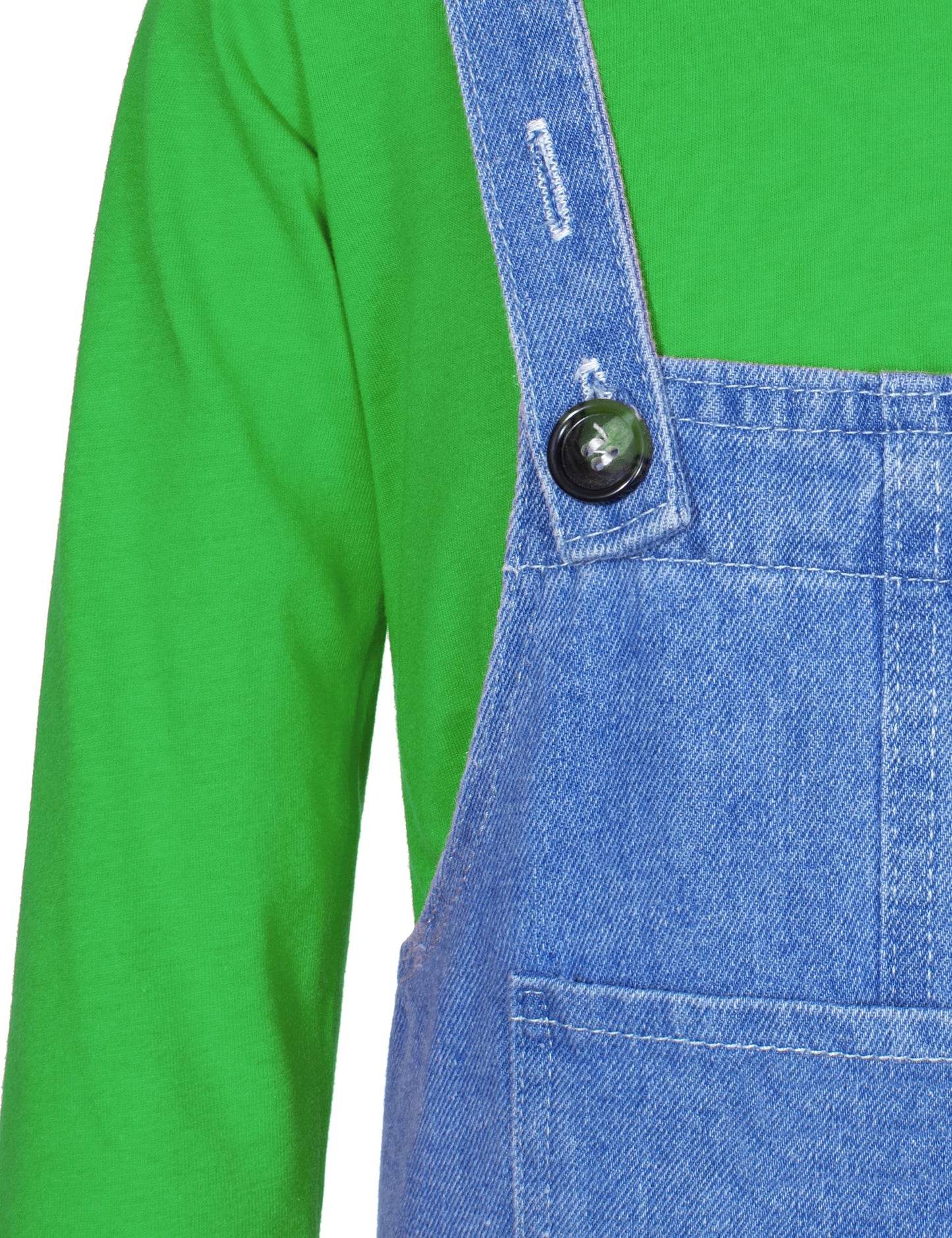 Mavoka Plumber Costume For Kids Shirt Overalls Glove Boys Halloween Party Cosplay 4-5T Green