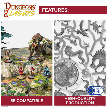 Archon Studio Dungeons & Lasers Draculus Dragon Miniature Figure - 5.7" Green Unpainted Plastic - 5E Compatible for DND/Tabletop RPG