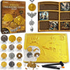 PIBEX Pirate Treasures Dig Kit - Excavate 16 Ancient Metal Coins (Gold/Silver/Bronze) Fools Gold & Pirate Charms - STEM Toy & Necklace Making Kit for Kids Ages 6-12 Great Gift for Coin Collectors