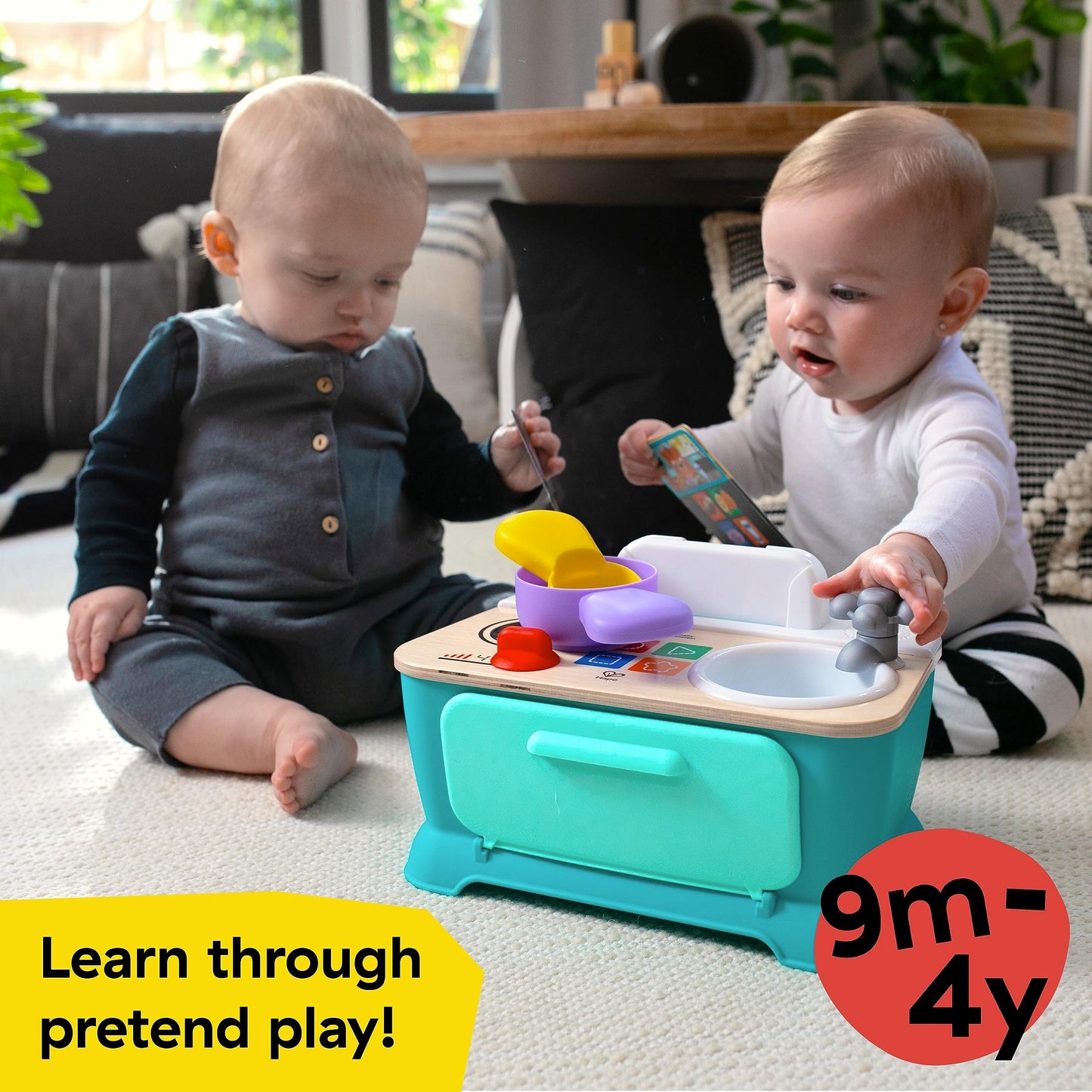 Baby Einstein + Hape Magic Touch Kitchen Play Toy Cooking Stove Set With Real Sounds And Music, Fine Motor Skill Development, Ag