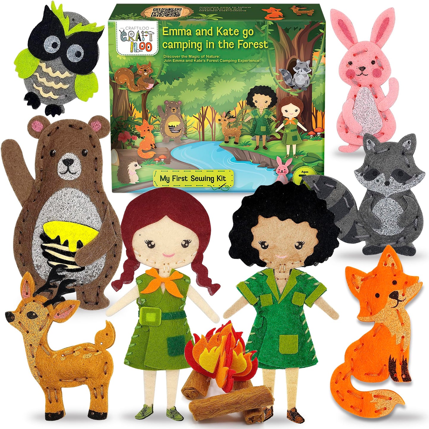 Craftiloo Woodland Sewing Kit For Kids, Fun And Educational Fairytale Craft Set For Boys And Girls Age 8-12, Sew Your Own Felt F
