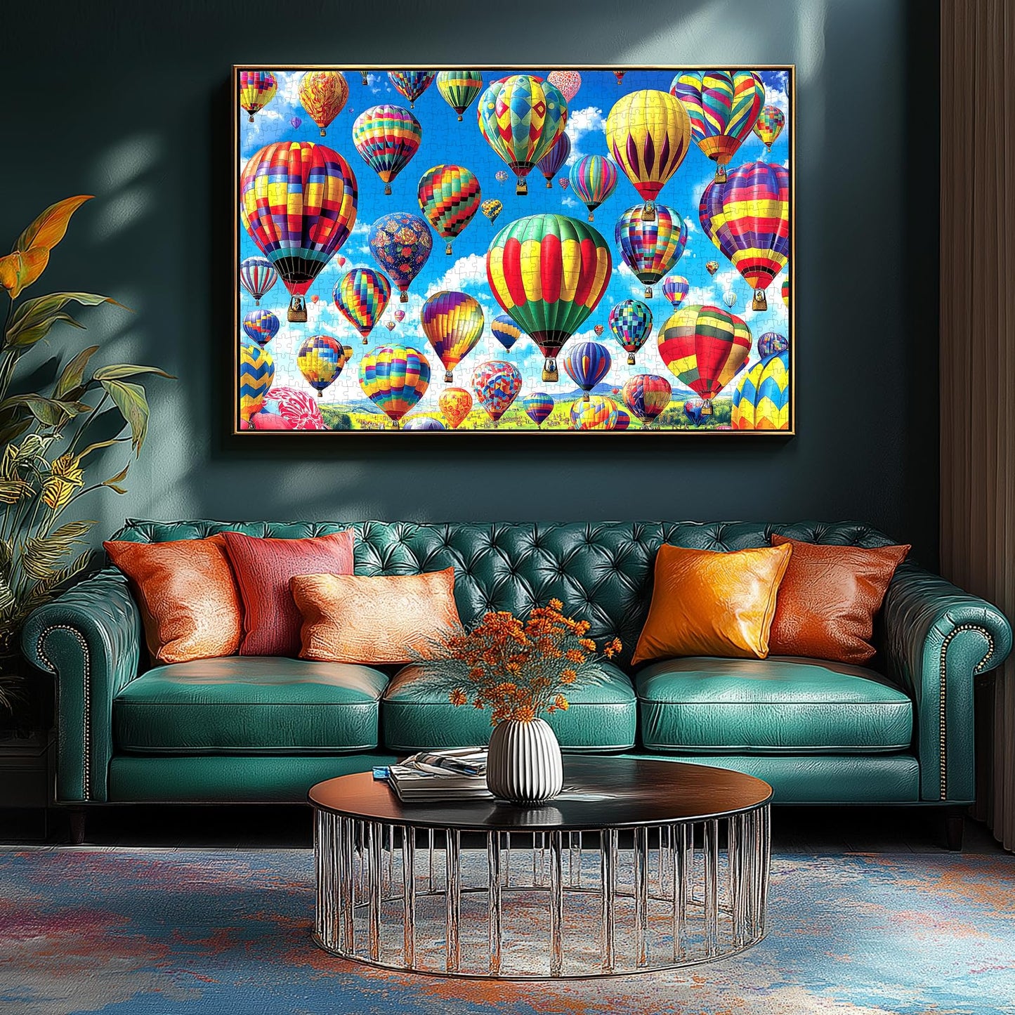 Blueforest - Colorful Hot Air Balloon 1000 Piece Jigsaw Puzzle For Adults, Challenging Family Landscape Puzzle Impossible Hard D