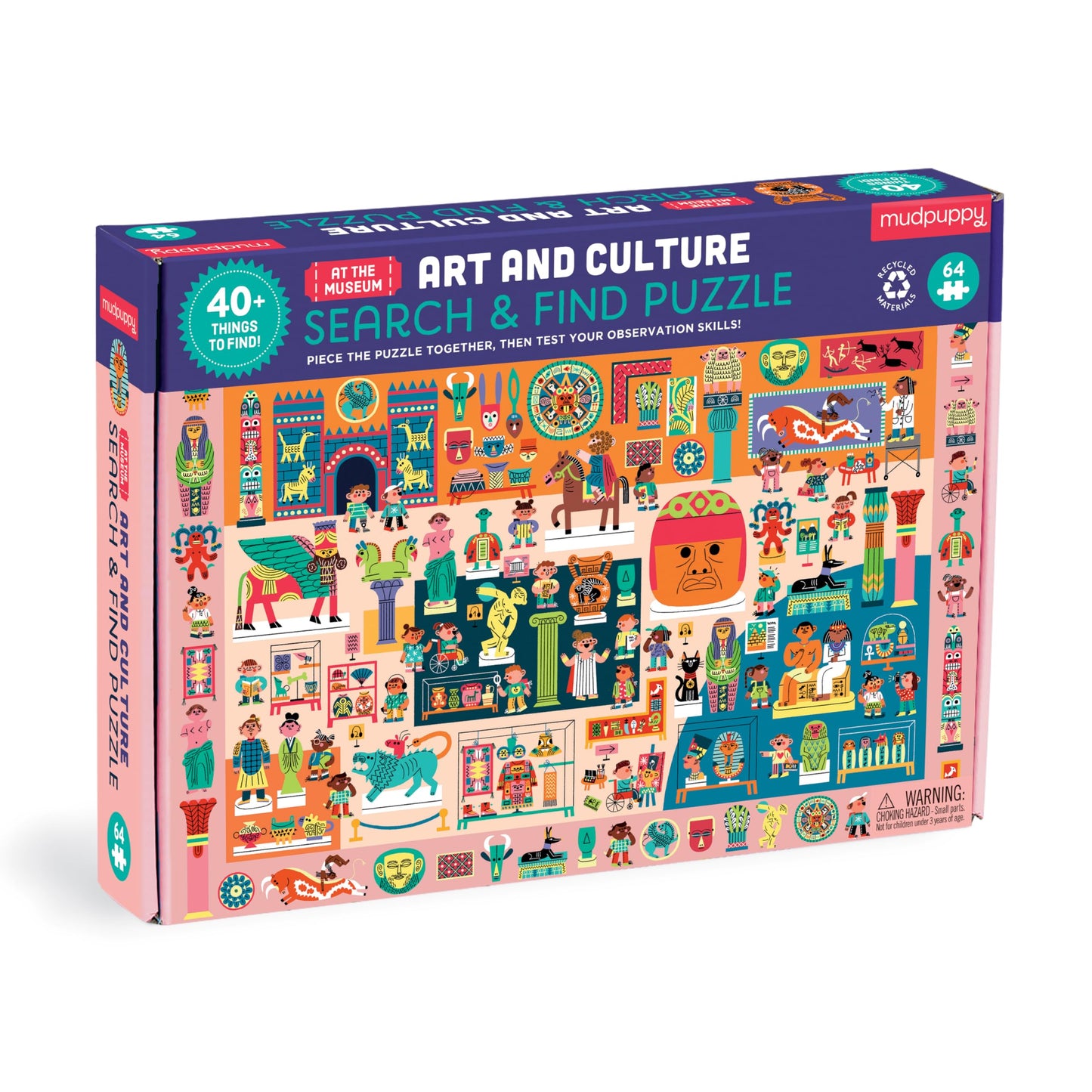 Mudpuppy Art And Culture Museum - 64 Piece Search & Find Puzzle Jigsaw Puzzle Featuring Diverse Art Sculptures And Artifacts And