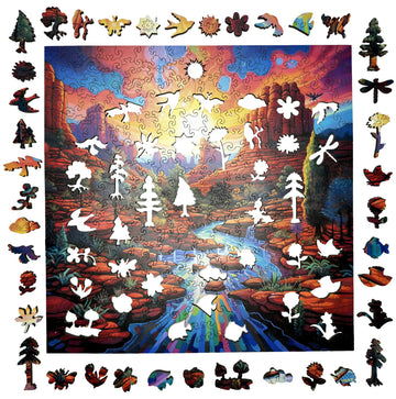 Trippy Puzzle Co - Wooden Jigsaw Puzzle For Adults - Challenging 300 Piece Puzzle With Cool Shapes - Mountain Landscape Scenic N