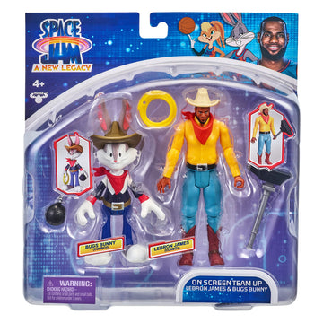 Moose Toys Space Jam: A New Legacy - 2 Pack - On Screen Team Up - Lebron James & Bugs Bunny (Cowboys), Multicolor, (14623)