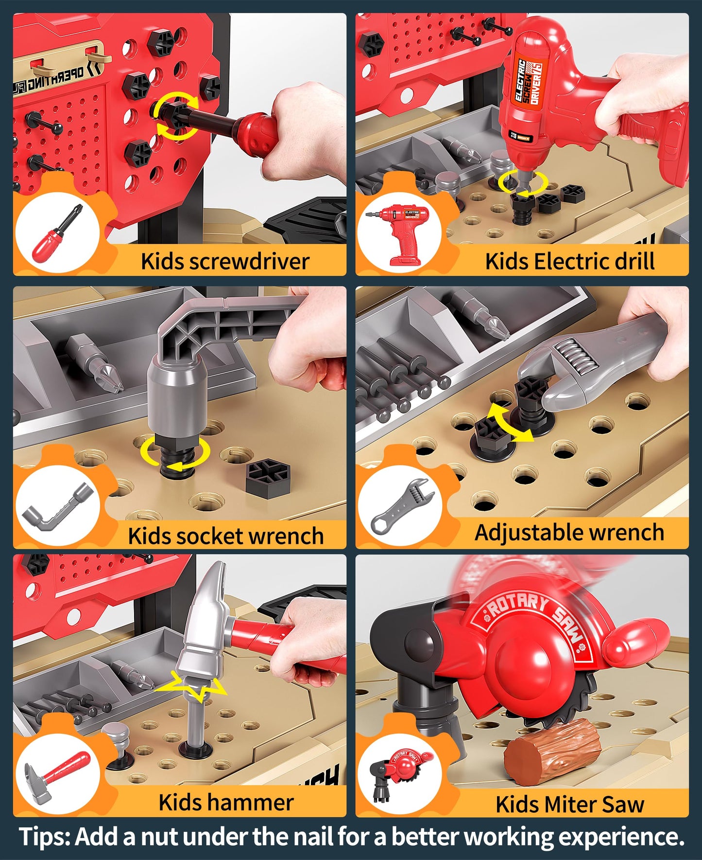 Deejoy Kids Tool Bench with Realistic Tools and Electric Drill, 79 Pcs Realistic Toy Tools with Clothes, Toddler Tool Bench Lear