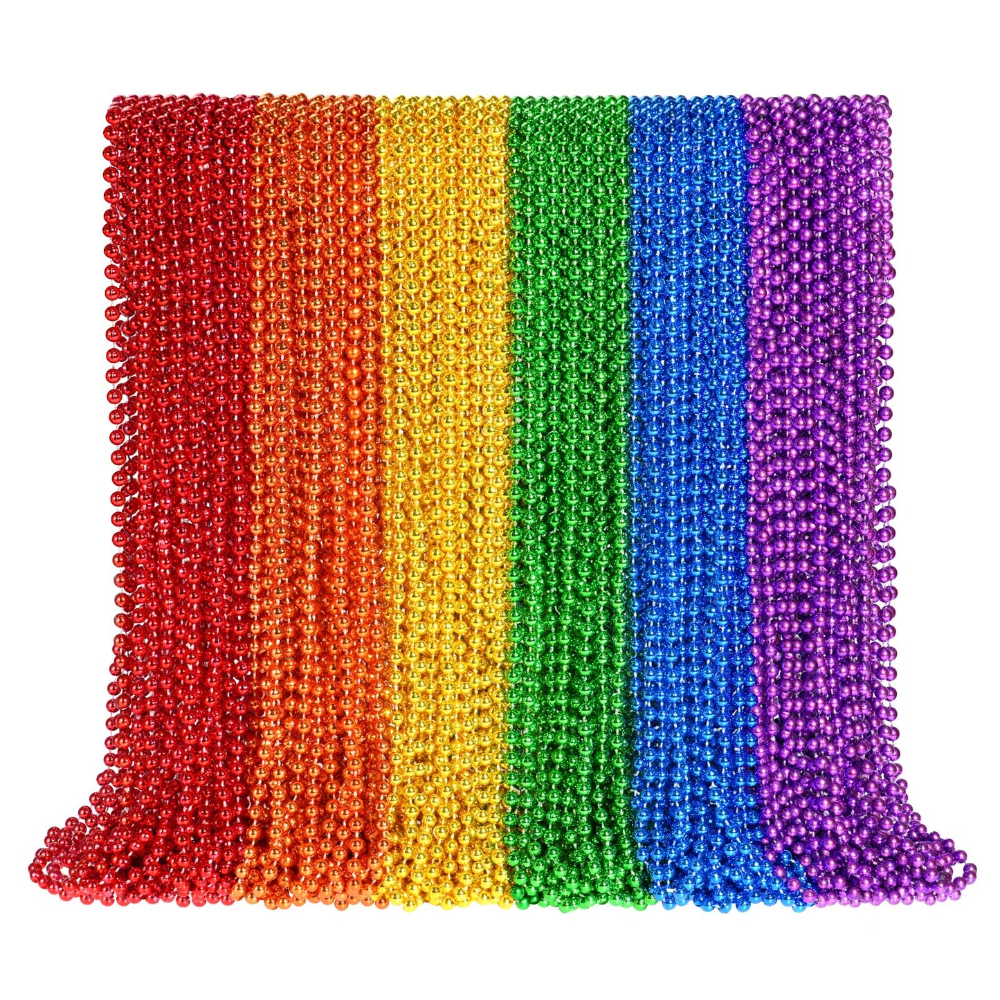 144 PCS Pride Beads Necklace Accessories, Metallic LGBTQ Beads Stuff, Rainbow Necklaces for Gay Lesbian Pride Month Parade Throw