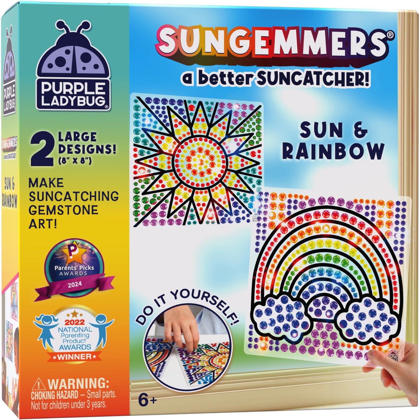 Purple Ladybug Sungemmers Window Gem Art Suncatcher Kits – Easter Gift Basket Stuffers For Kids, Birthday Gifts For Girls & Boys, Crafts For Ages 4-10, Fun Diy Art Kit For Kids 6-12