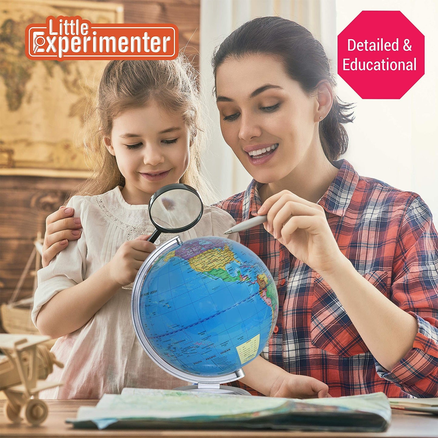 Illuminated Globes For Kids - 8” Light Up World Globe With Stand, Gift Ideas For Children - Interactive Learning & Educational Toys For All Ages - Earth Globe With Build In Led Night Light - Gifts For Boys And Girls Age 8-12 + Year Old