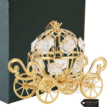 Matashi Gift For Her Cinderella Pumpkin Carriage 24K Gold Plated Crystal Cinderella Carriage, Decorative Table Centerpiece Cinderella Carriage- Perfect Valentine'S Day Gift For Women, Girlfriend, Wife