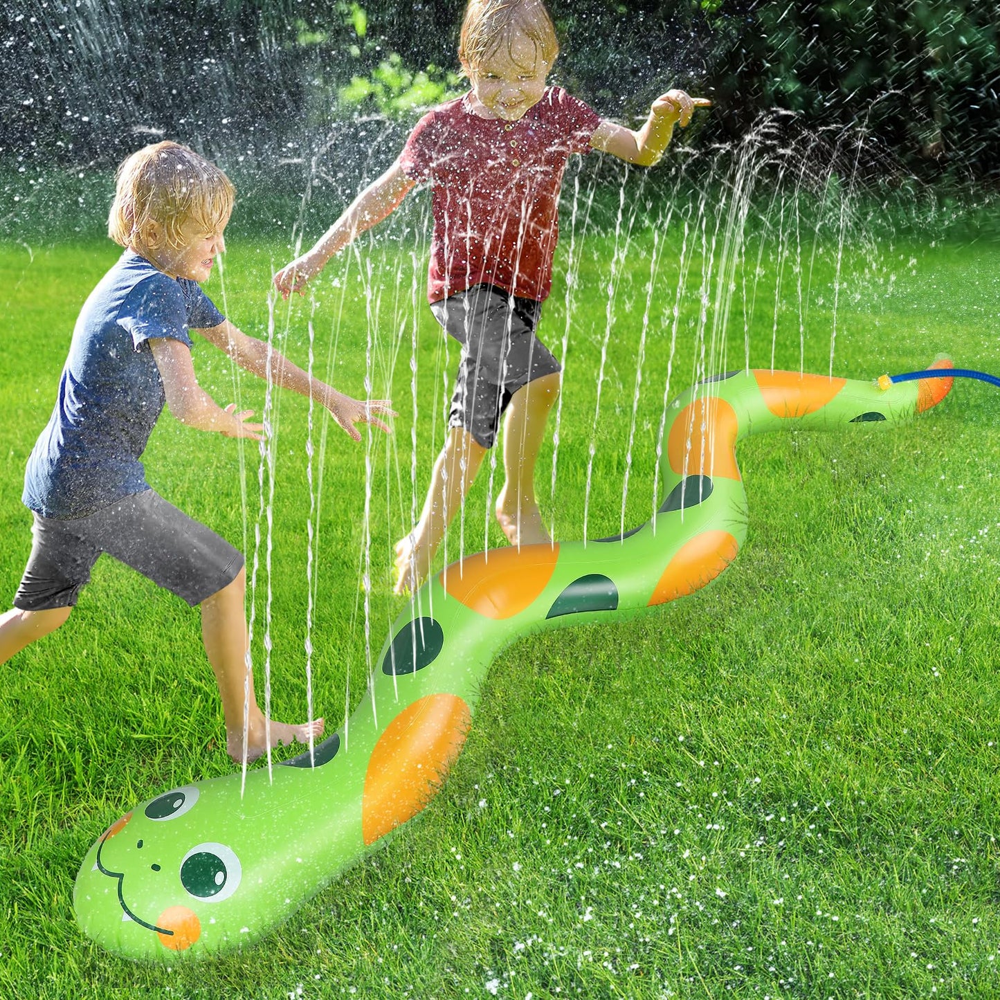 95'' 12'' Extra Large Snake Sprinkler For Kids - Inflatable Kids Sprinkler For Yard, Toddler Water Outdoor Toys, Durable Spla