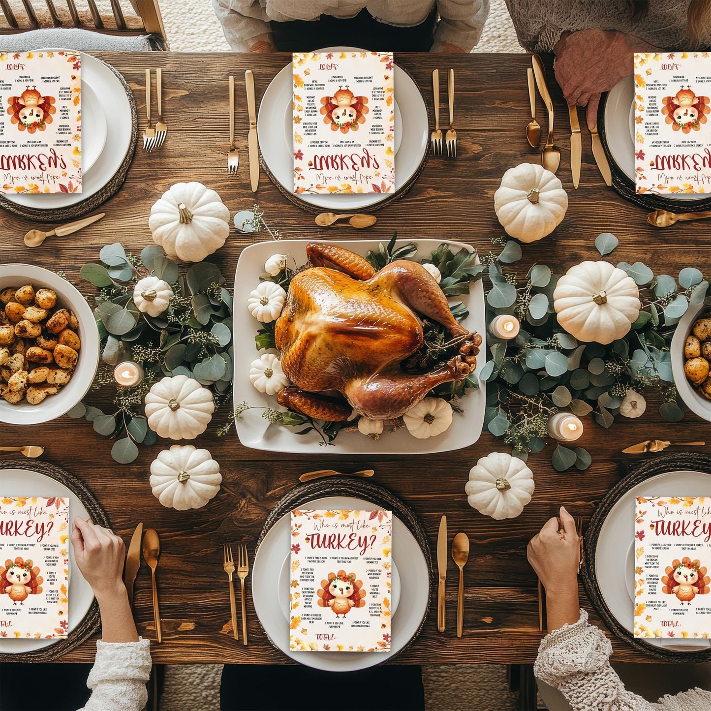 Bltgh Thanksgiving Who is Most Like Turkey Game Fun Fall Party Activity for Family Friends and Teens Autumn Holiday Gathering Challenge 5x7 Inch Cards