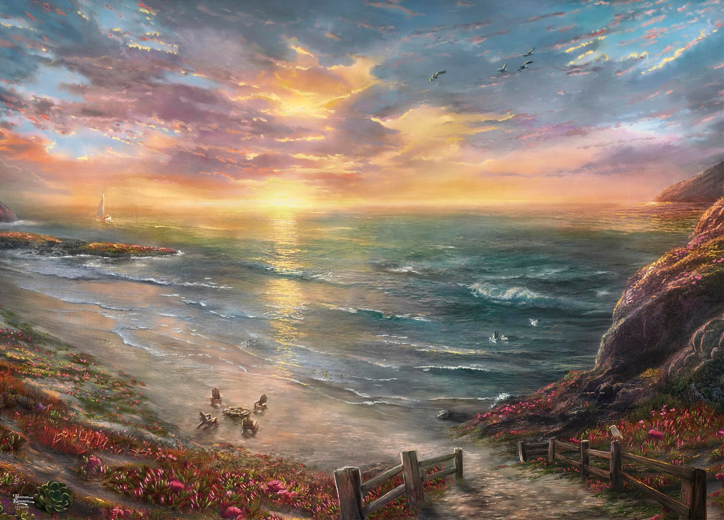 Ceaco - Thomas Kinkade - Beachside Gathering - 1000 Piece Jigsaw Puzzle