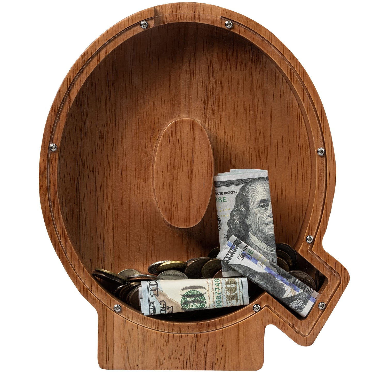 Ladenk 12 Inch Extra Large Wooden Kids Letter Piggy Bank - Piggy Bank For Boys Girls - Initial Q Bank - Alphabet Money Bank For