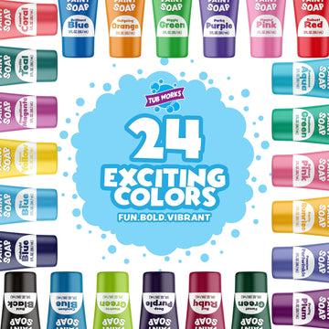 Tub Works® Bath Paint Soap Bath Toy, 24 Pack | Non-Toxic, Washable Bath Paint For Finger Painting In The Tub | Ideal Toddler Bath Toys For Creative Play | Classic & Pastel Bath Colors For Kids Bath