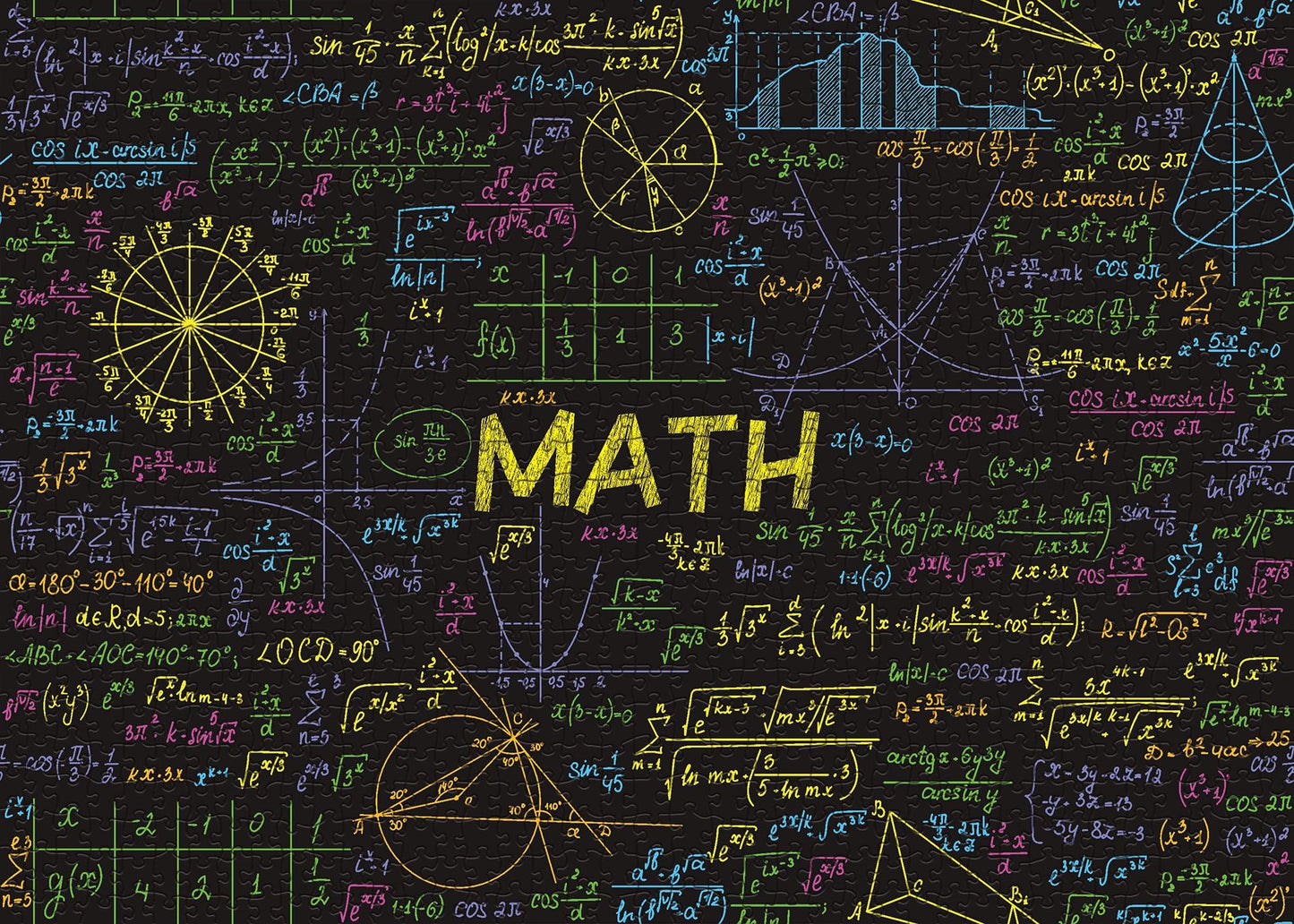Math Formulas Puzzles 1000 Pieces For Adults, Impossible Difficult Jigsaw Puzzles Neon Art Puzzle, Funny Family Puzzle Collage Challenging Puzzles