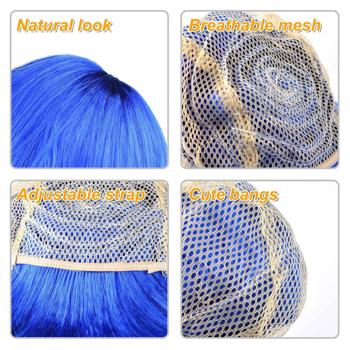Kuuqa 14Pieces Party Wigs & Sunglass Set,Neon Short Bob Wig Sunglass Pack Costume Colorful Cosplay Wig Daily Party Hairpieces Fo
