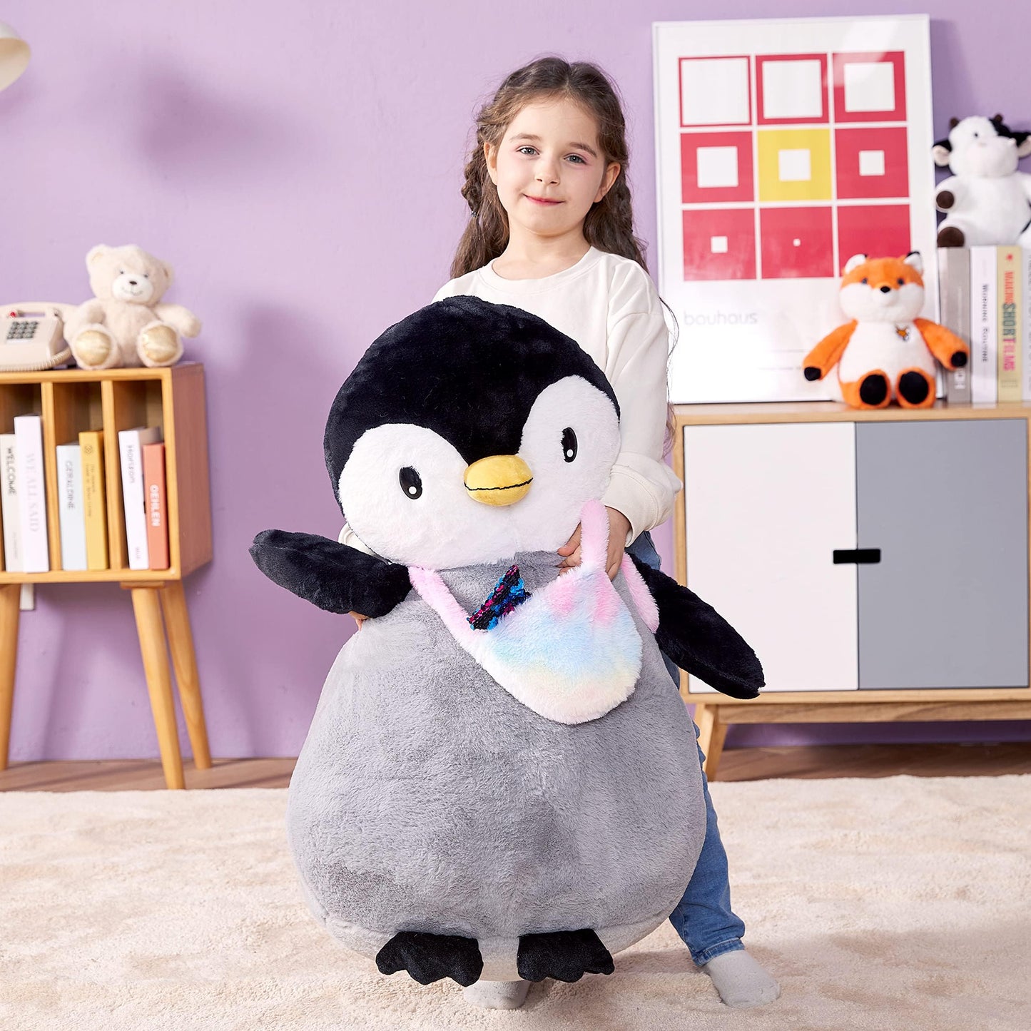 Ikasa Giant Penguin Stuffed Animal Plush Toy, 23' Big Cute Jumbo Soft Penguin Plushie For Kids Girls Boys Girlfriend Children