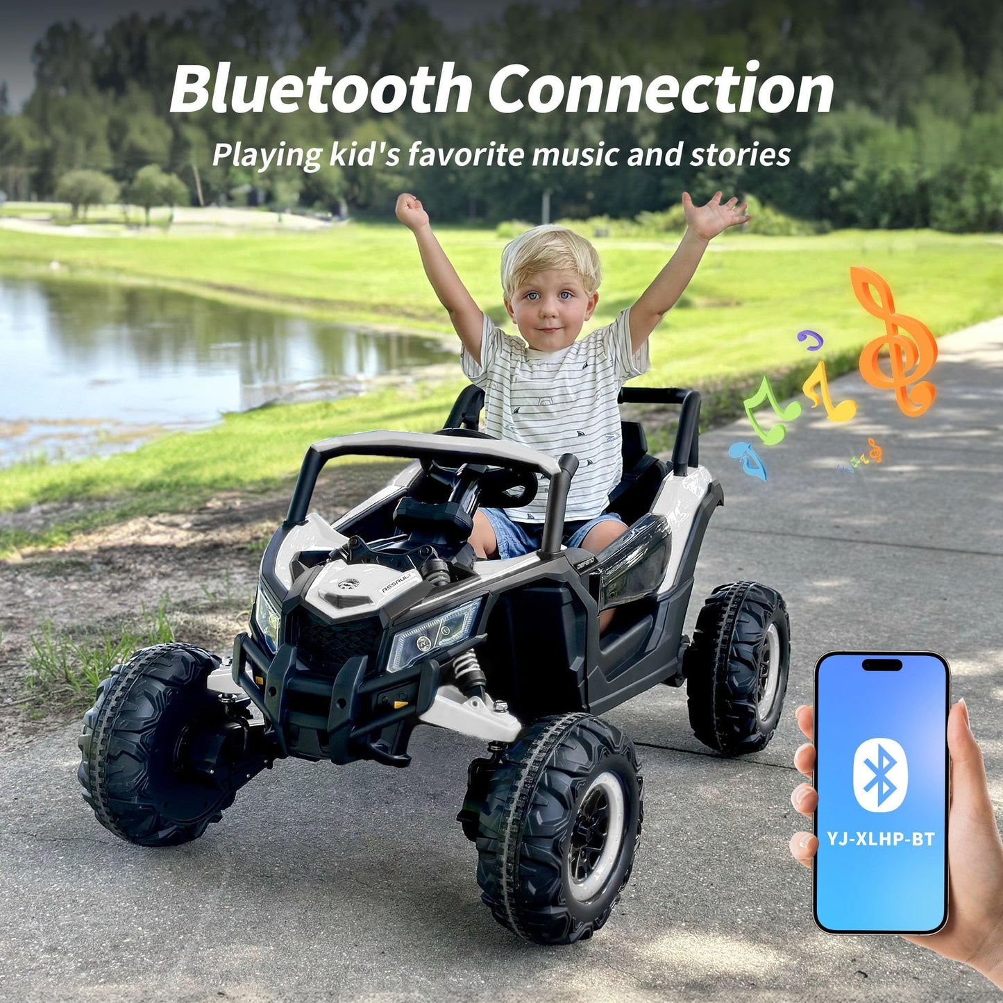 Outfunny 24V Kids Utv, 4Wd Electric Ride-On Toy Car For Kids W/Remote Control, 4X200W Motors, 5Mph Max Speed - White