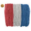 Mardi Gras Beads 33 inch 7mm, 12 Dozen, 144 Pieces, Red, Silver and Blue Patriotic Necklaces with Doubloon