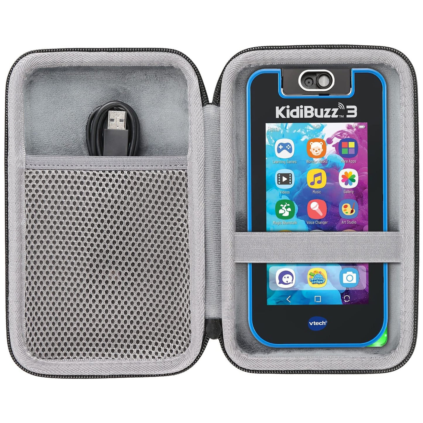 Co2Crea Hard Case Replacement For Vtech Kidibuzz 3 / Kidibuzz G2 Kids’ Electronics Smart Device Kidiconnect (Black Case + Inside Grey)
